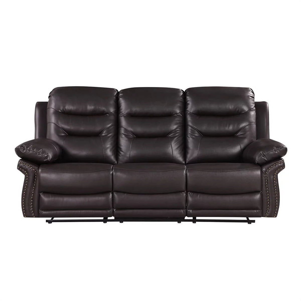 Brown 2-Piece Leather Sofa with Console Loveseat S26727