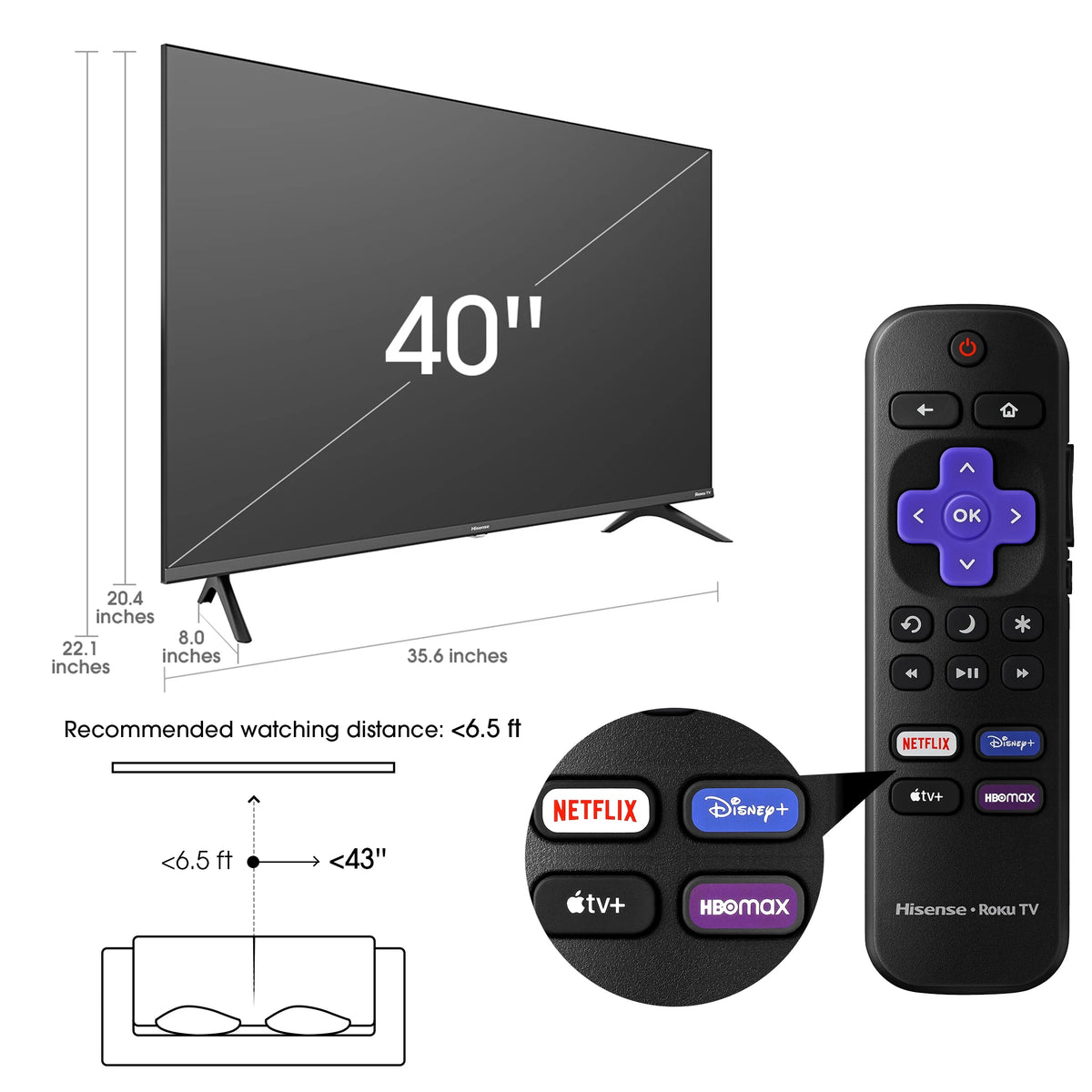 40" 1080p FHD LED LCD Roku Smart TV T9737