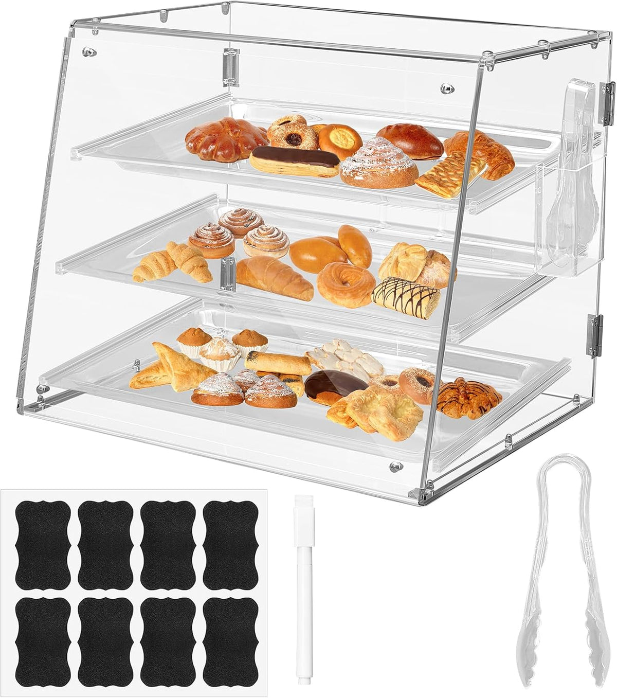 3 Tier Acrylic Display Case with Front Rear Door Clear 21'' x 18'' x 16.5'' J7220