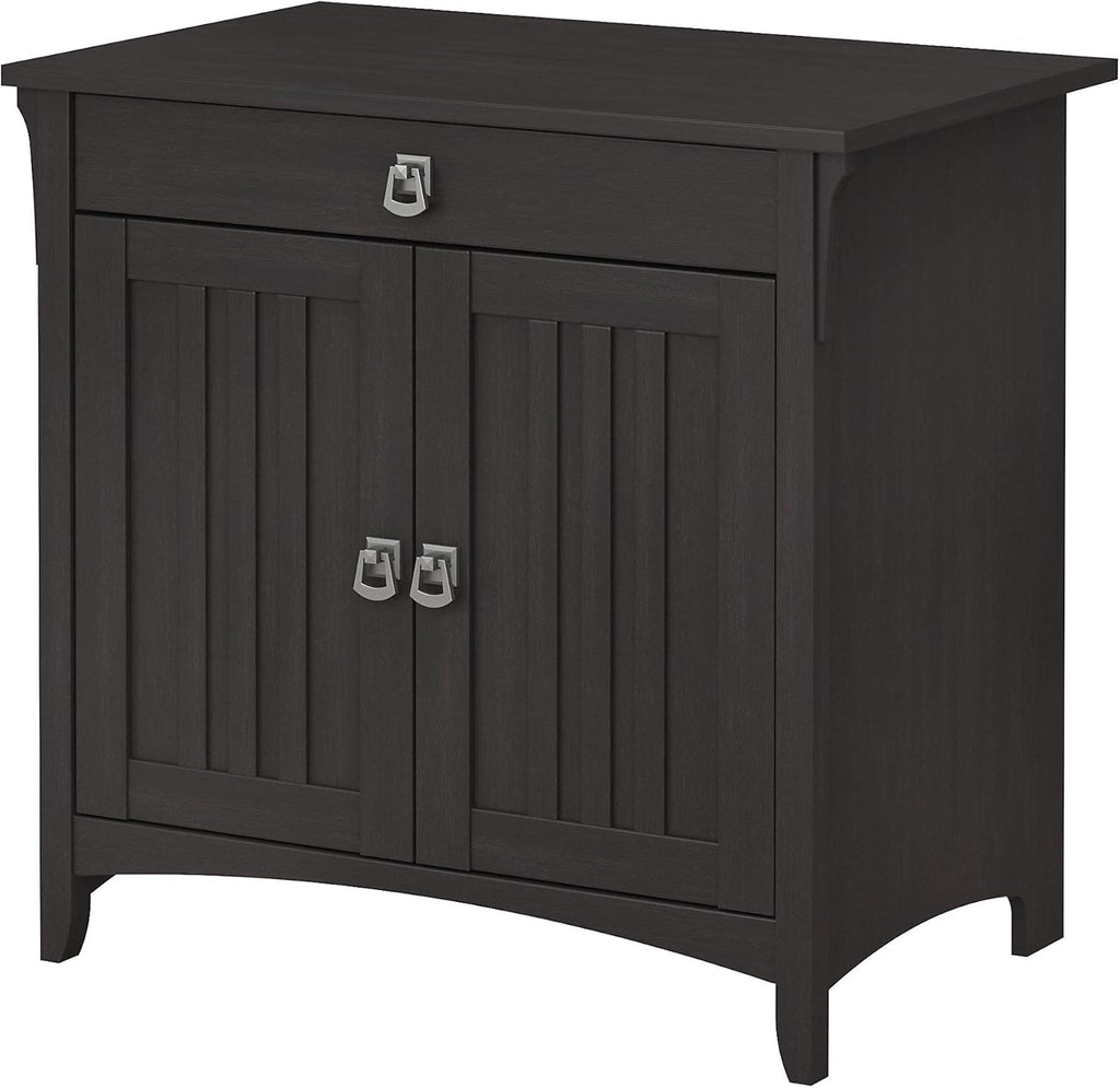 Vintage Black Secretary Desk with Keyboard Tray and Storage Cabinet B95766