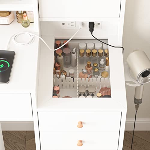 White Vanity Desk with Mirror and Lights X111