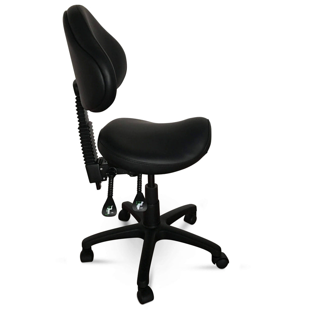Rolling Saddle Stool with Adjustable Height and Backrest F5194