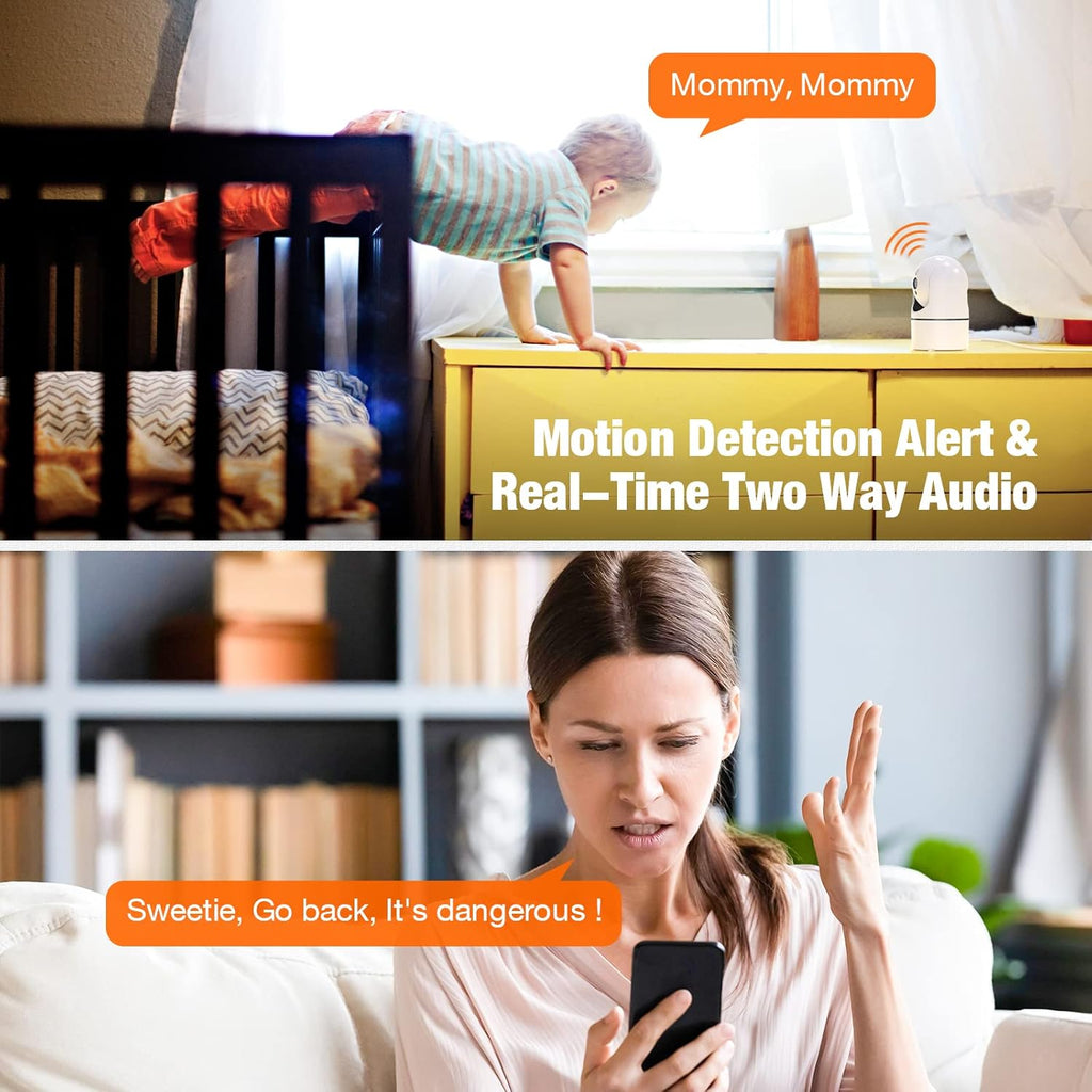 2K Indoor Baby Monitor Camera with Motion Detection, Two-Way Audio, IR Night Vision, Pack of 2 G91704