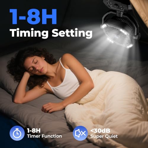 Rechargeable Camping Fan 30000mAh with RGB Lantern F35997
