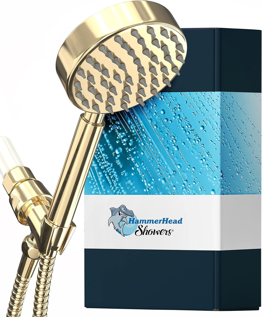 Polished Chrome 2.5 GPM Handheld Shower Head with Hose and Brass Holder A760