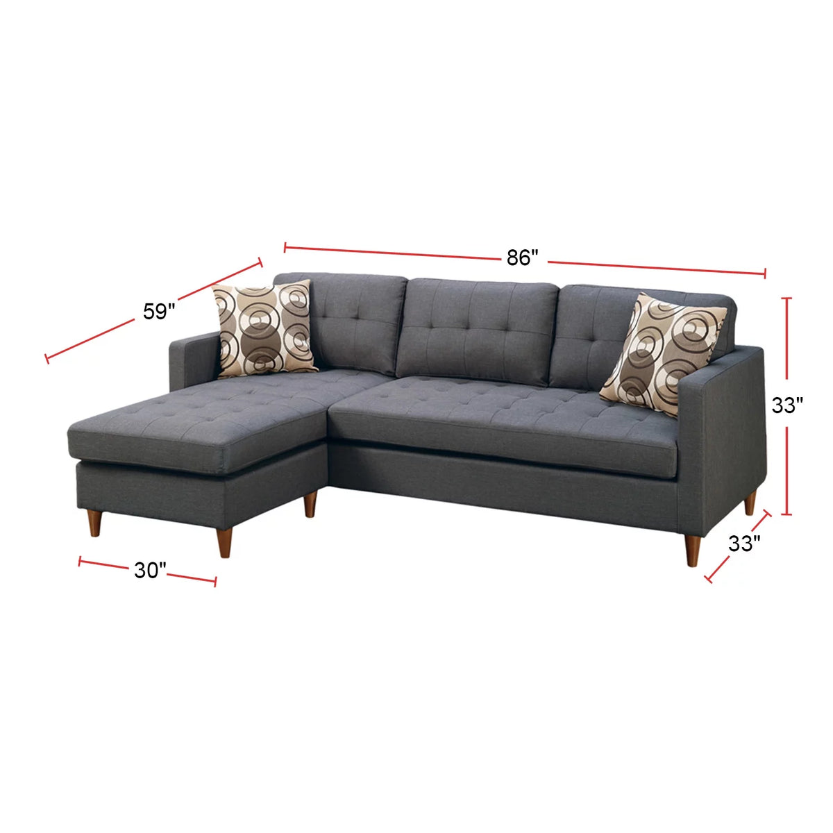 Blue Grey 2 Piece Sectional Sofa T6993