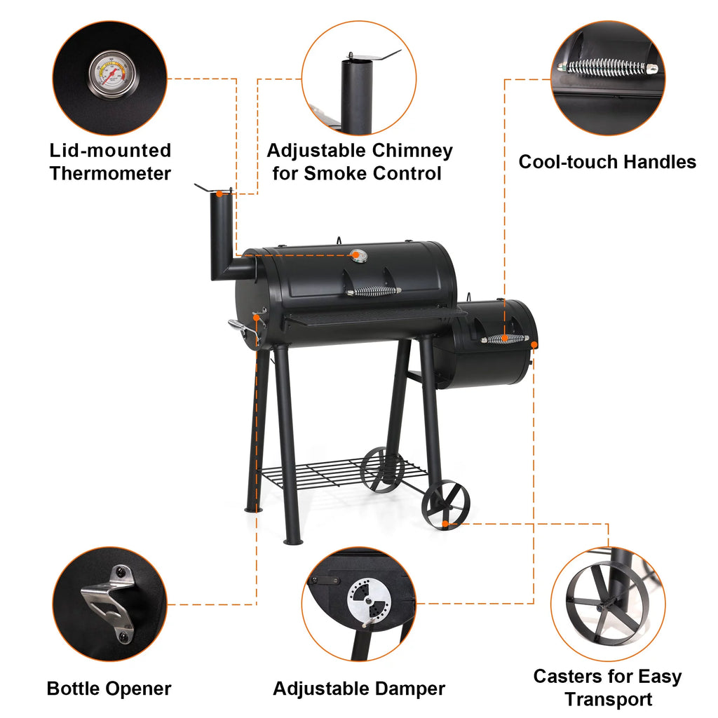 Portable Charcoal Grill with Offset Smoker R814622