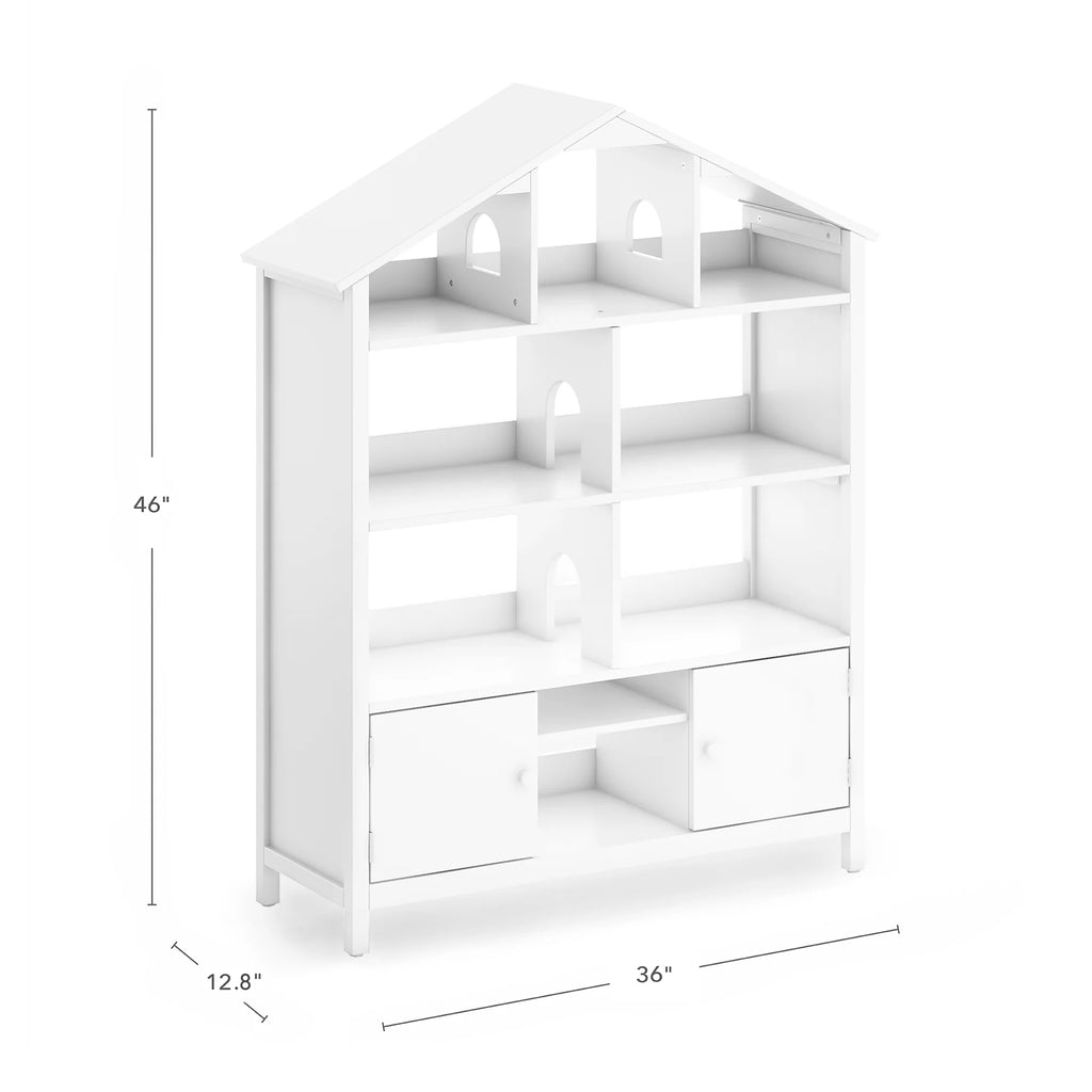 Creamy White Wooden Bookcase with Storage Compartments A366