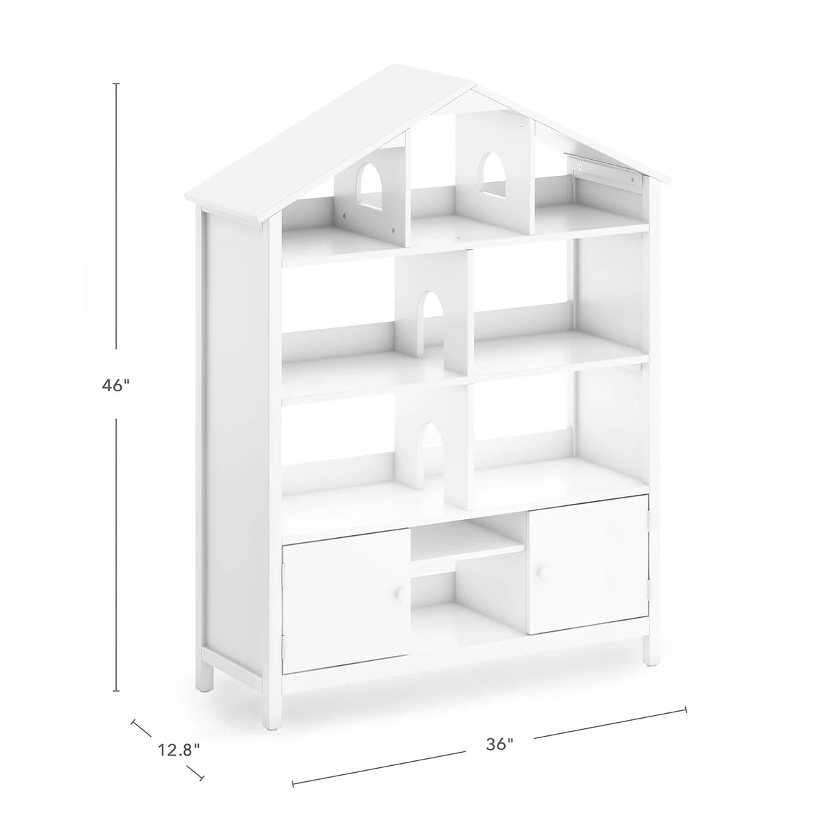 Creamy White Wooden Bookcase with Storage Compartments A366