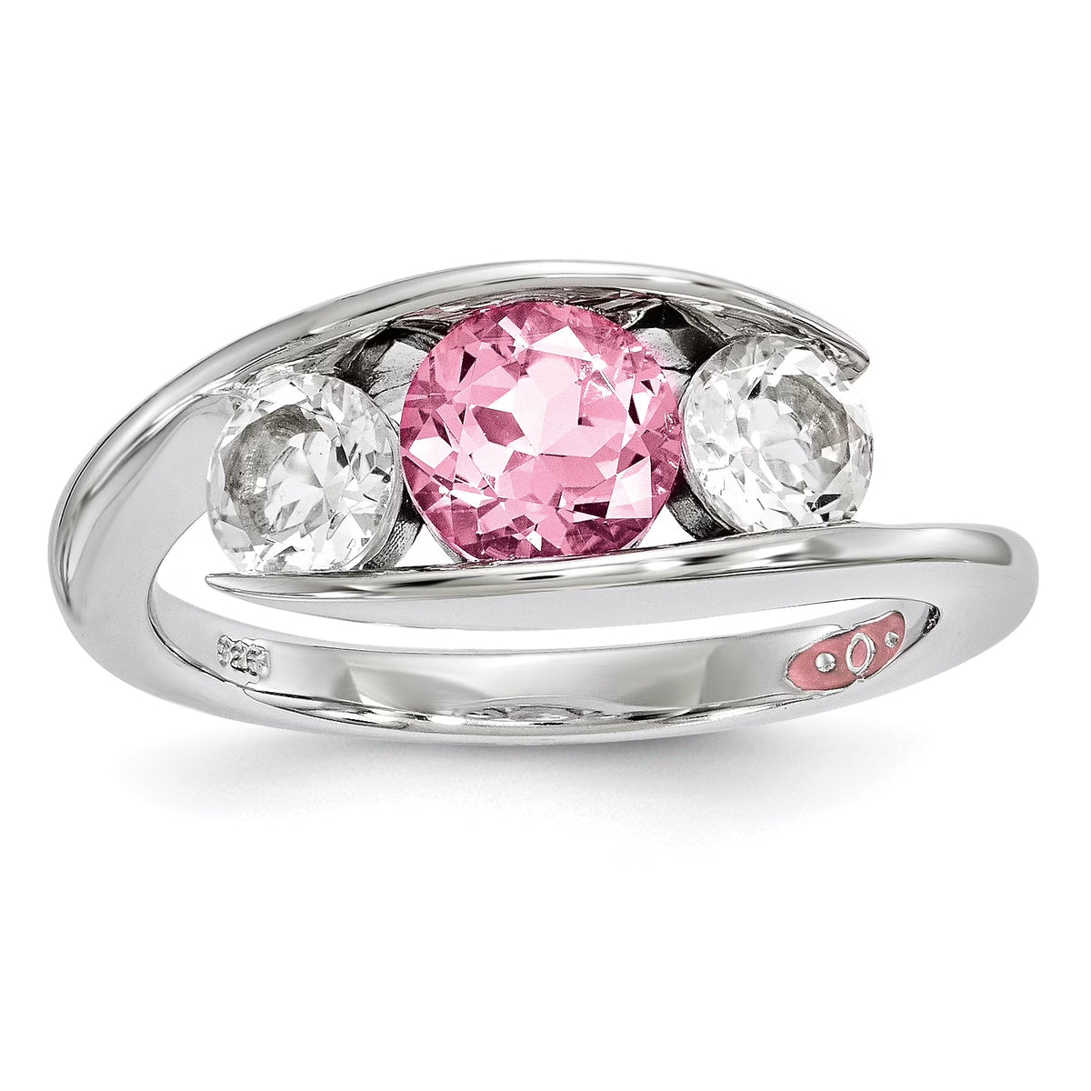 Clear/Pink Swarovski Topaz Ring Size 6 B13213