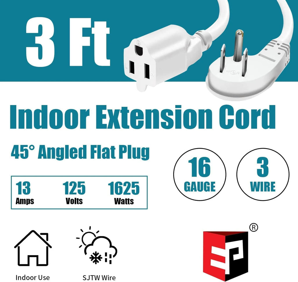 10 Ft 16/3 Flat Plug Indoor Extension Cord F16549