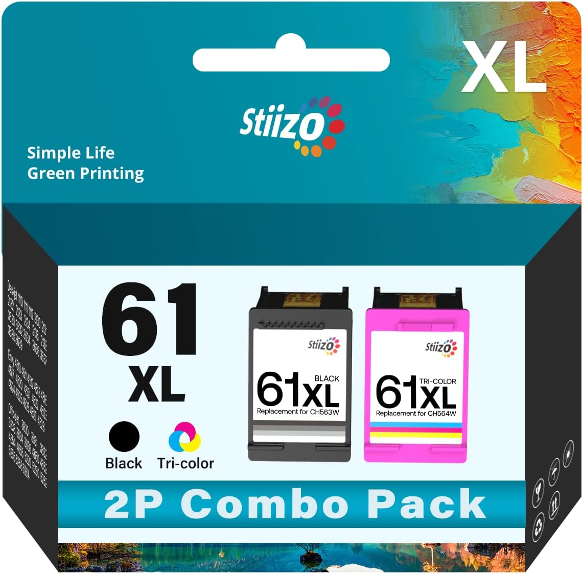 Remanufactured 61XL Ink Cartridge Combo Pack, 1 Black, 1 Tri-Color, 2 Pack E89046