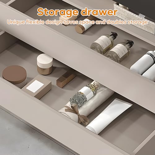 Solid Wood Wall Mounted Bathroom Vanity with Sink and LED Mirror, 36" S57784
