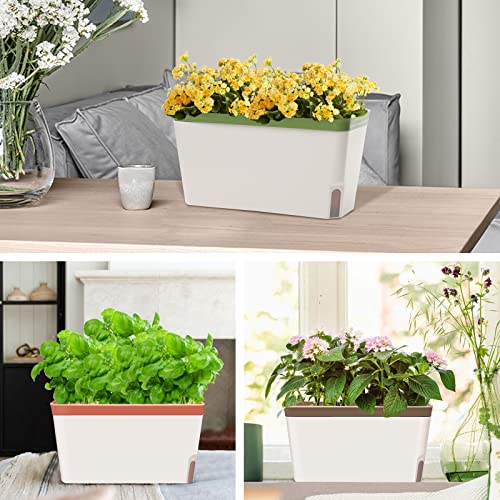 Self Watering Planter Pots Window Box Set of 6 Green E527