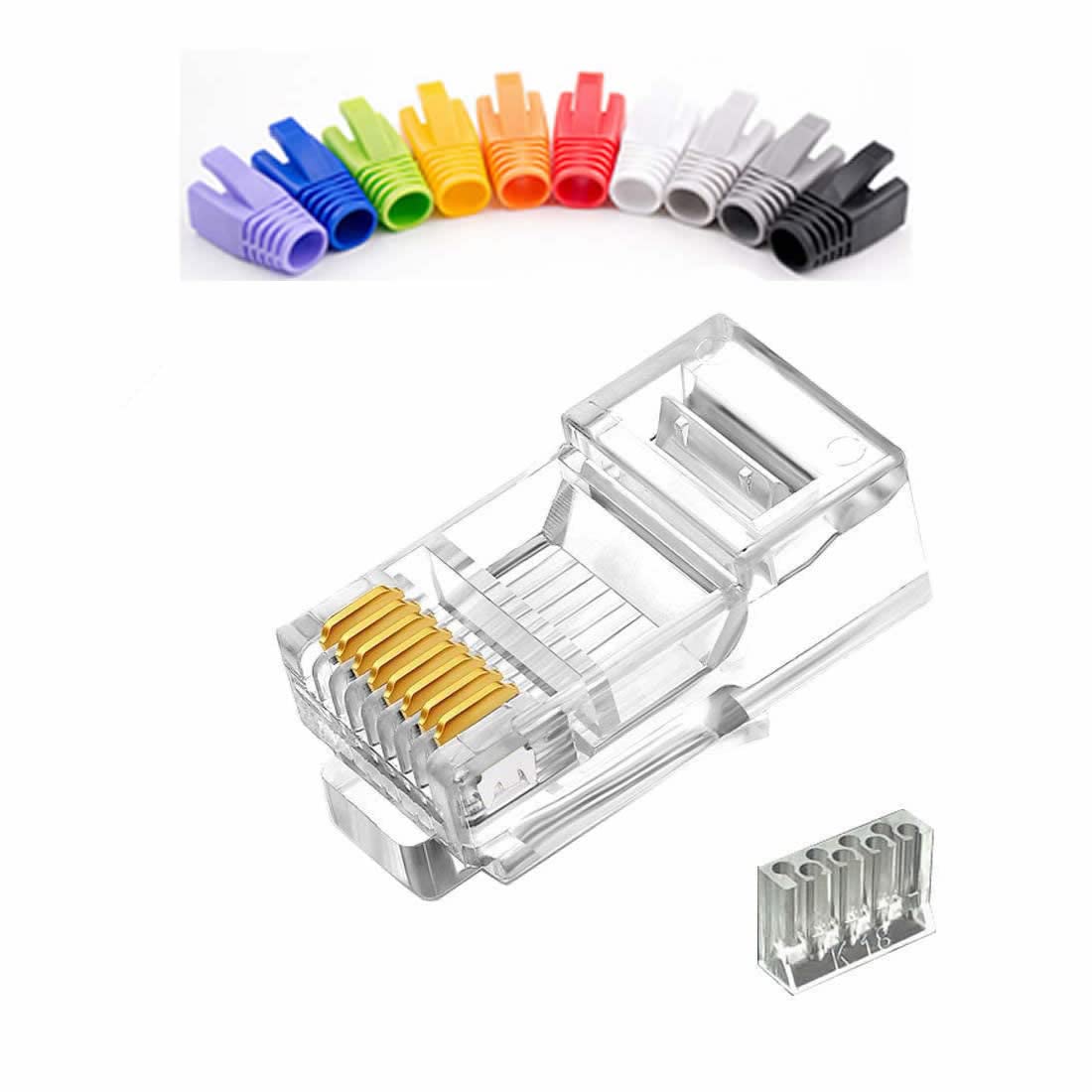 Cat7 RJ45 Connectors 100 Pcs Metal Shielded FTP 8P8C Modular Network Plug F30243