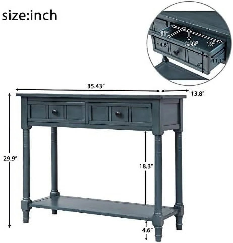 Narrow 2 Drawer Wood Console Table T8770