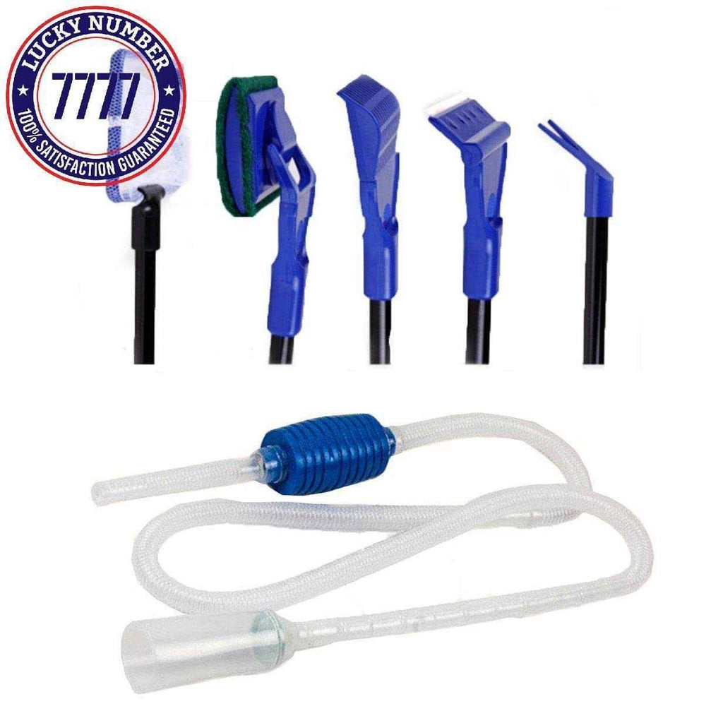 Aquarium Fish Tank Cleaning Kit Algae Scrapers Set 5 in 1 & Gravel Cleaner G642