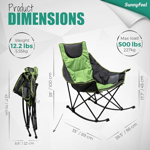 Oversized Padded Rocking Camping Chair with Side Pocket N371954