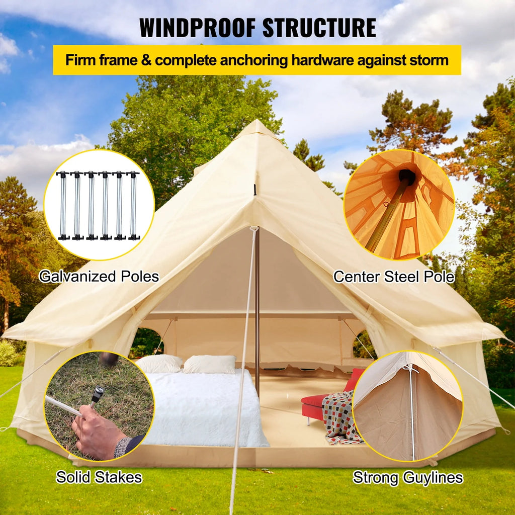 Canvas Bell Tent with Stove Jacket Waterproof 4 Seasons W46120