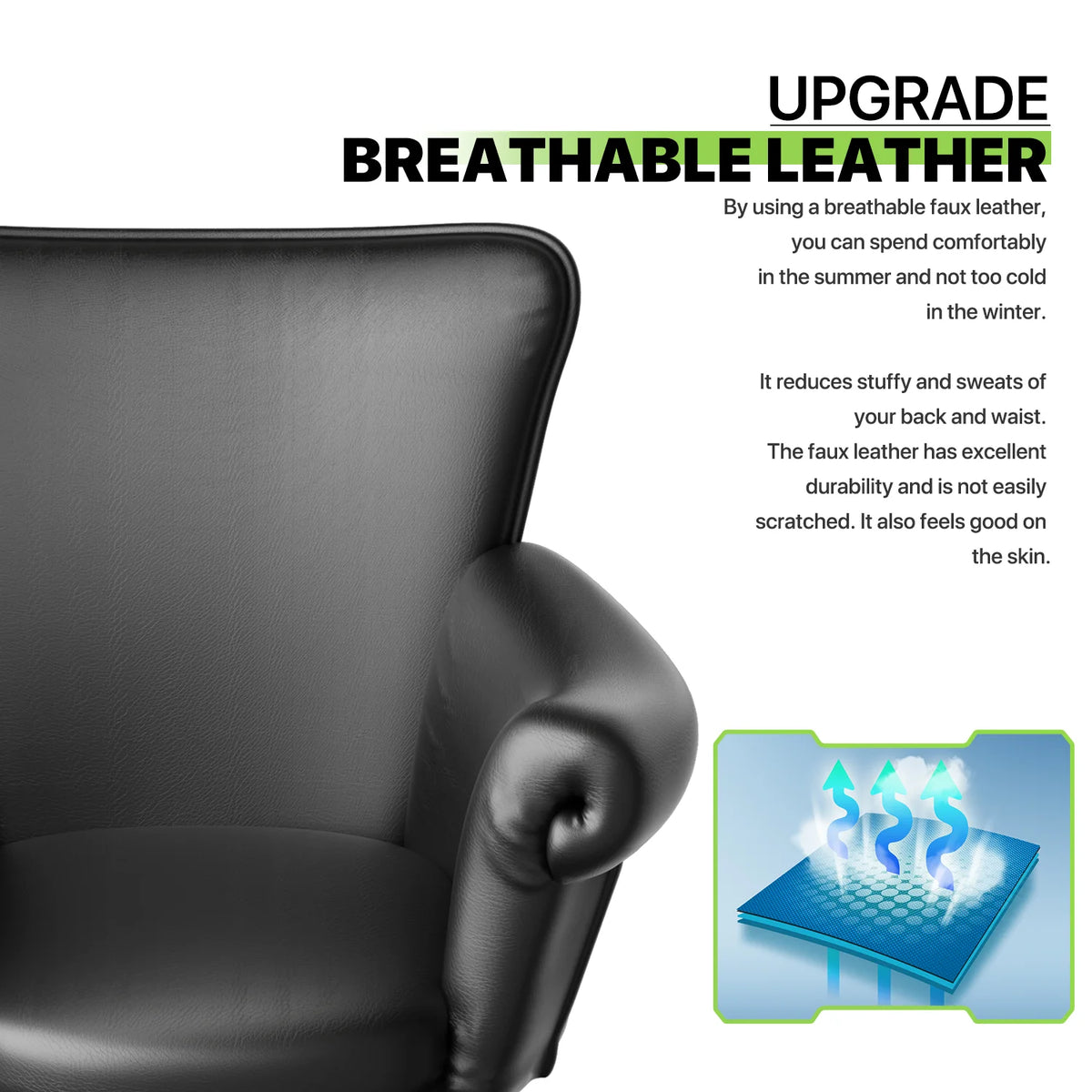 Black Upholstered Desk Chair with Wheels N39675