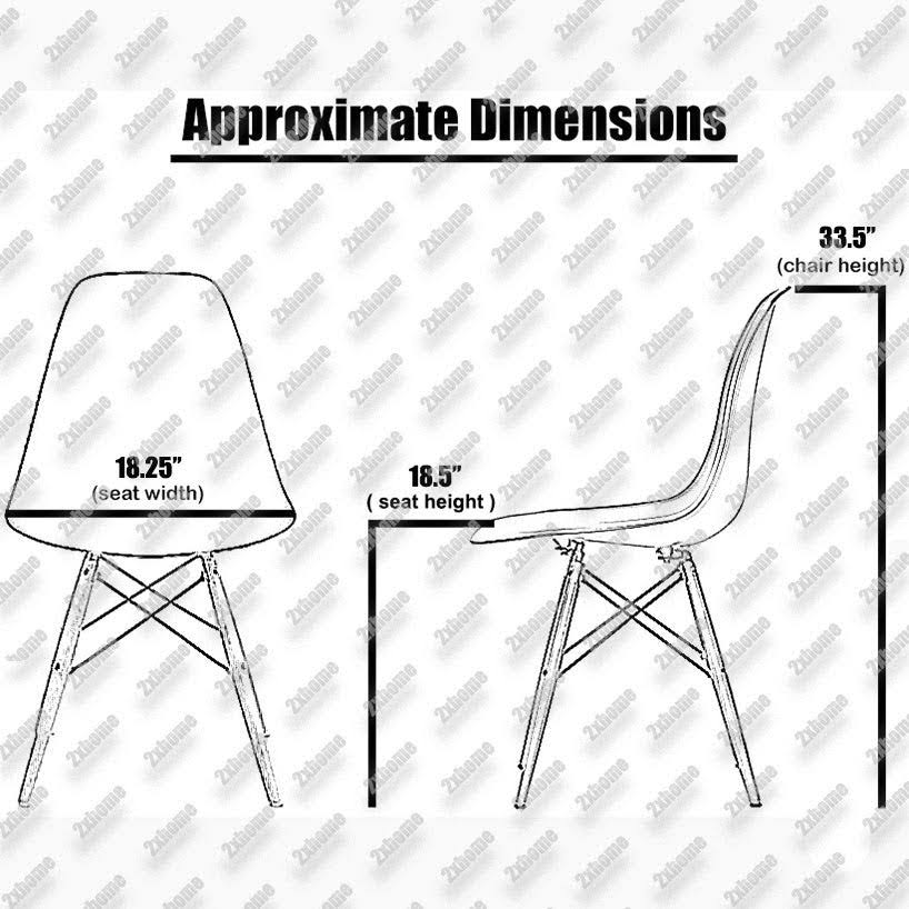 Set of 4 Dark Black Molded Plastic Armless Dining Chair with Wood Legs X181