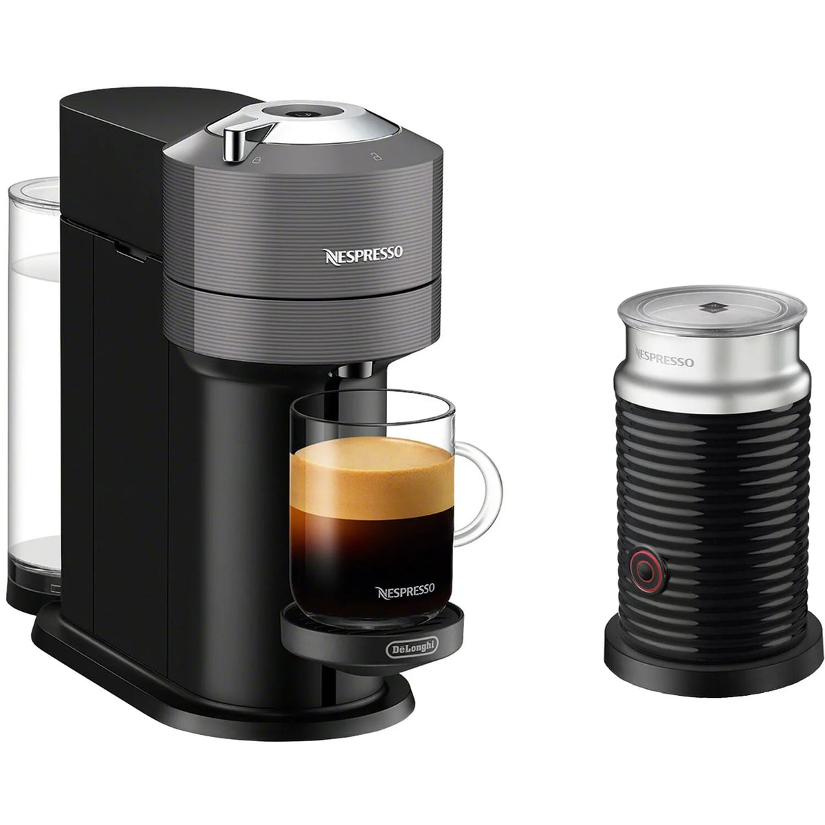 Chrome Coffee and Espresso Maker with Black Milk Frother U8527