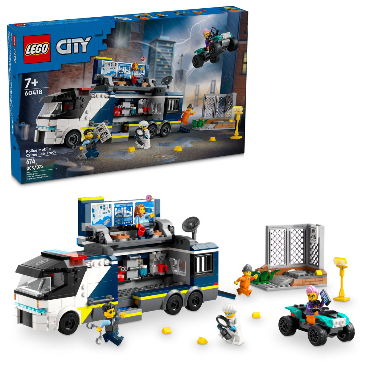 LEGO City Police Mobile Crime Lab Truck Toy with Quad Bike and 5 Minifigures Q995