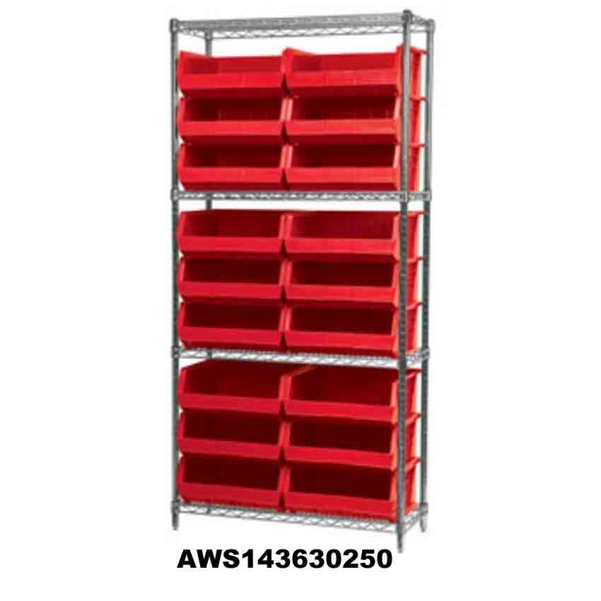 Blue Wire Shelving with 36 Bins X838283