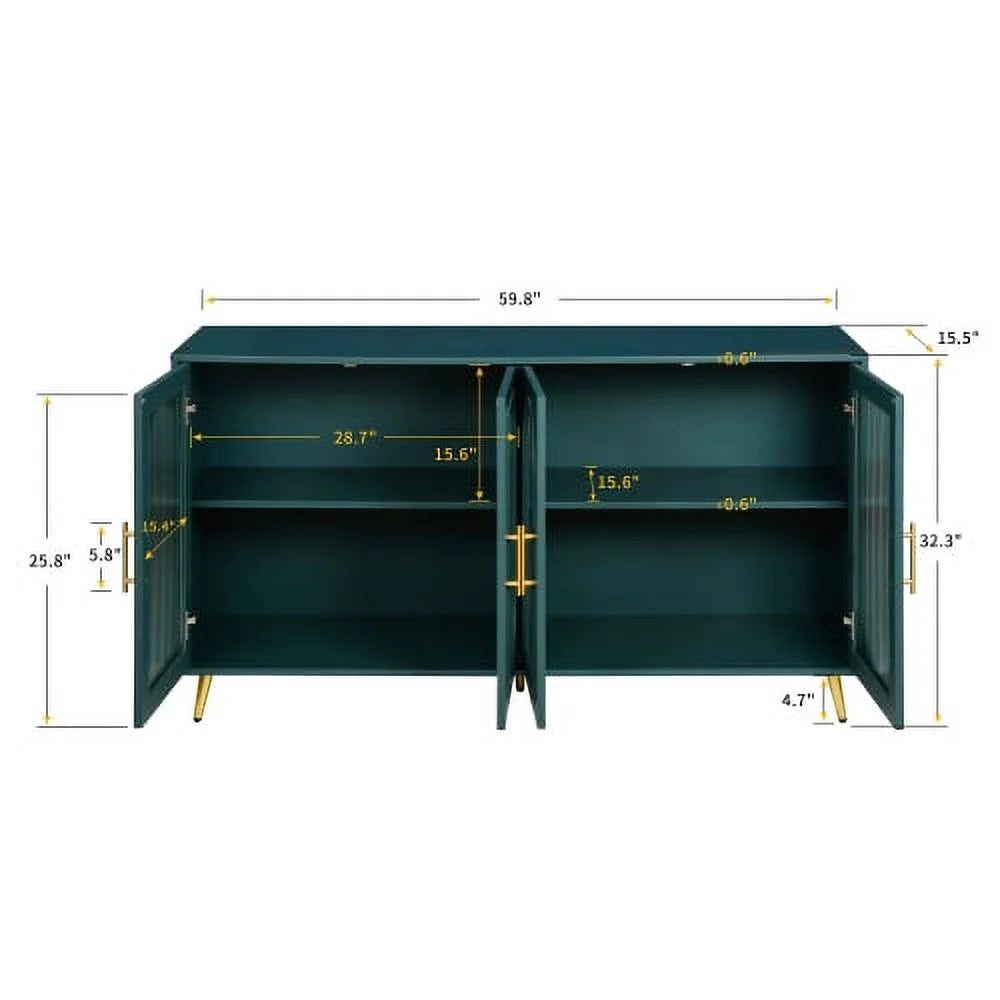 Antique Blue Wood TV Stand with Storage Cabinet M18098