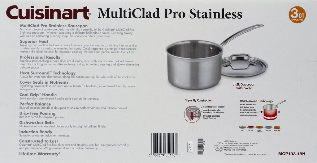 Triple Ply Stainless 3-Quart Saucepan O98060