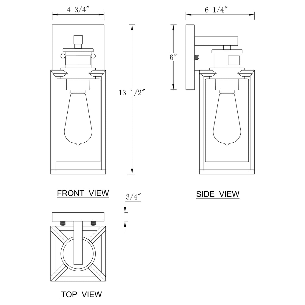 1-Light Matte Black Motion Sensor Wall Lantern V911927