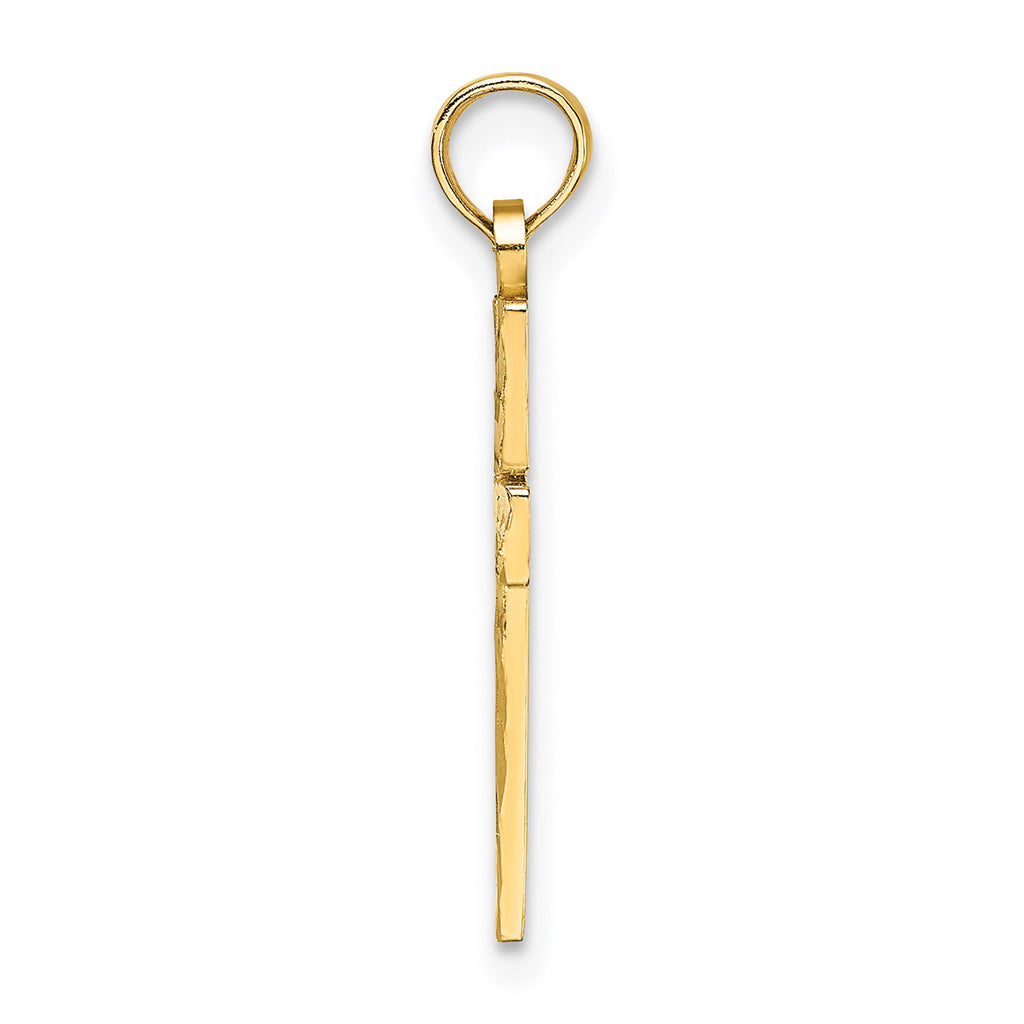 10K Yellow Gold Diamond-Cut Cross Pendant Charm with 14K Yellow Gold Rope Chain Necklace 18'' J47281