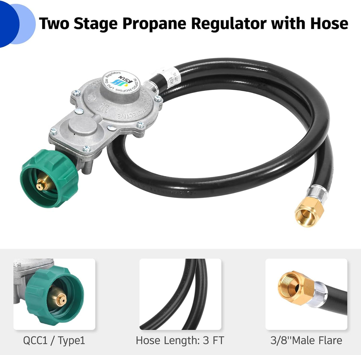 5FT Two Stage Propane Regulator with Hose W64083