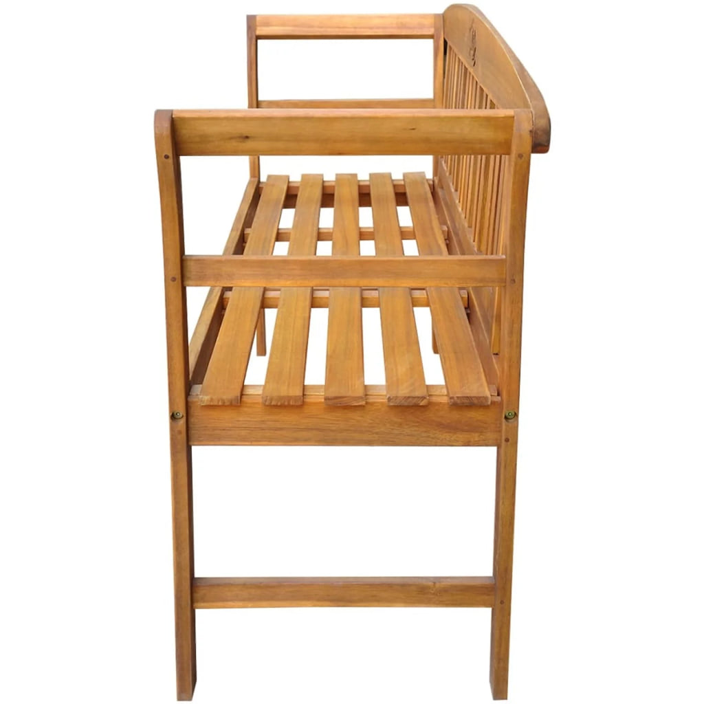 Acacia Wood Garden Bench with Red Seat Cushion A733599