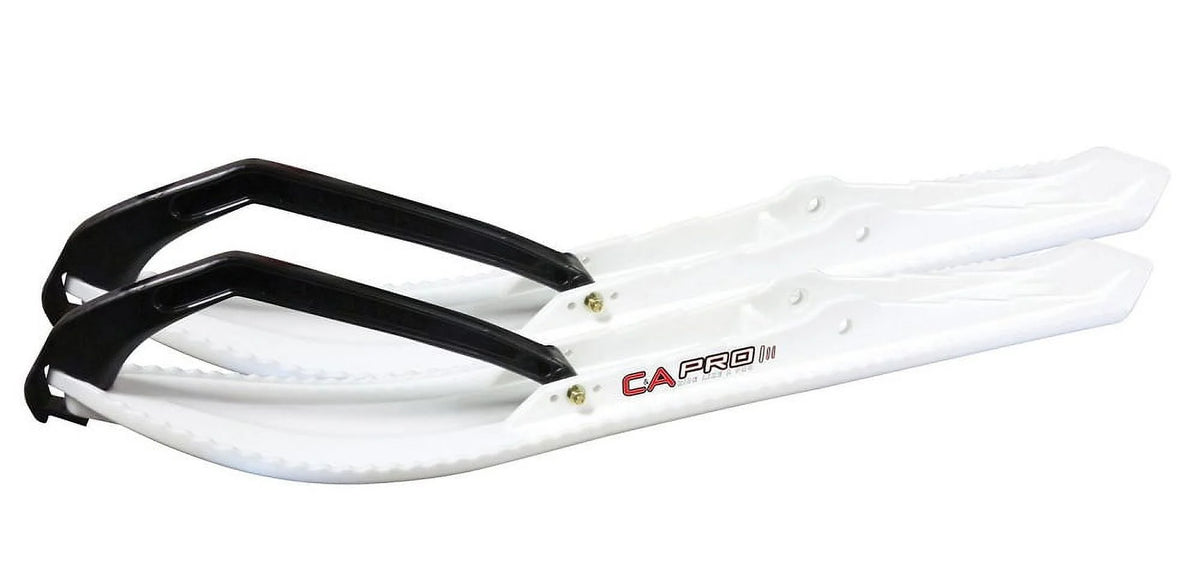 White Snowmobile Skis with 9" Shaper Bars Complete Kit M228