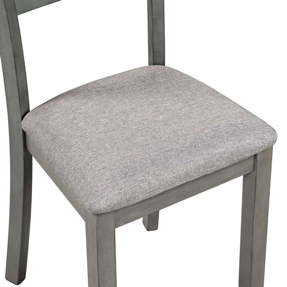 5-Piece Wooden Dining Table Set with 4 Chairs Grey U78796