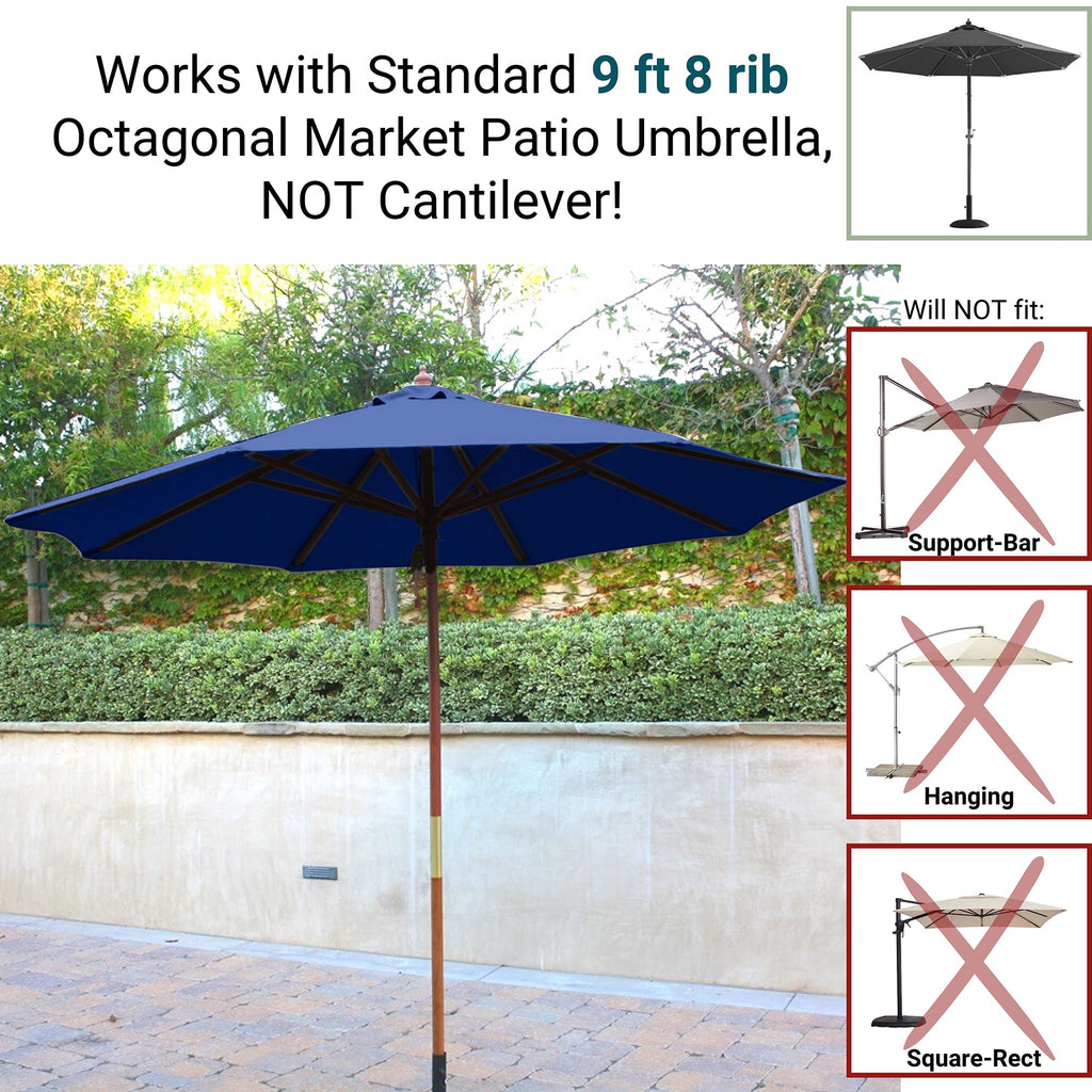Navy 9ft Umbrella Replacement Canopy 8 Ribs X90972