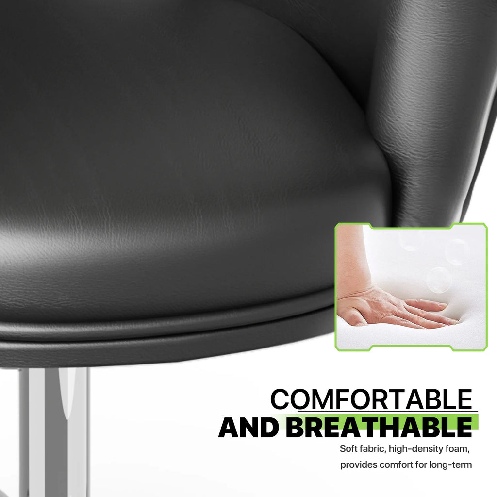 Black Upholstered Desk Chair with Wheels N39675
