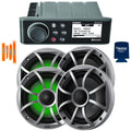 Marine AM/FM/BT Stereo with 2 Pair 6.5" RGB Marine Coaxial Speakers H1862