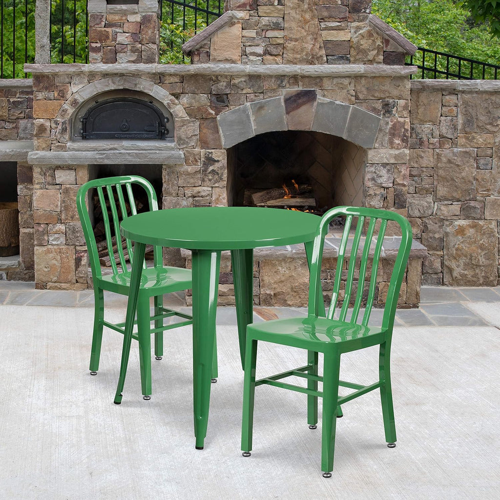 30 Round White Metal Indoor-Outdoor Table Set with 2 Chairs U285