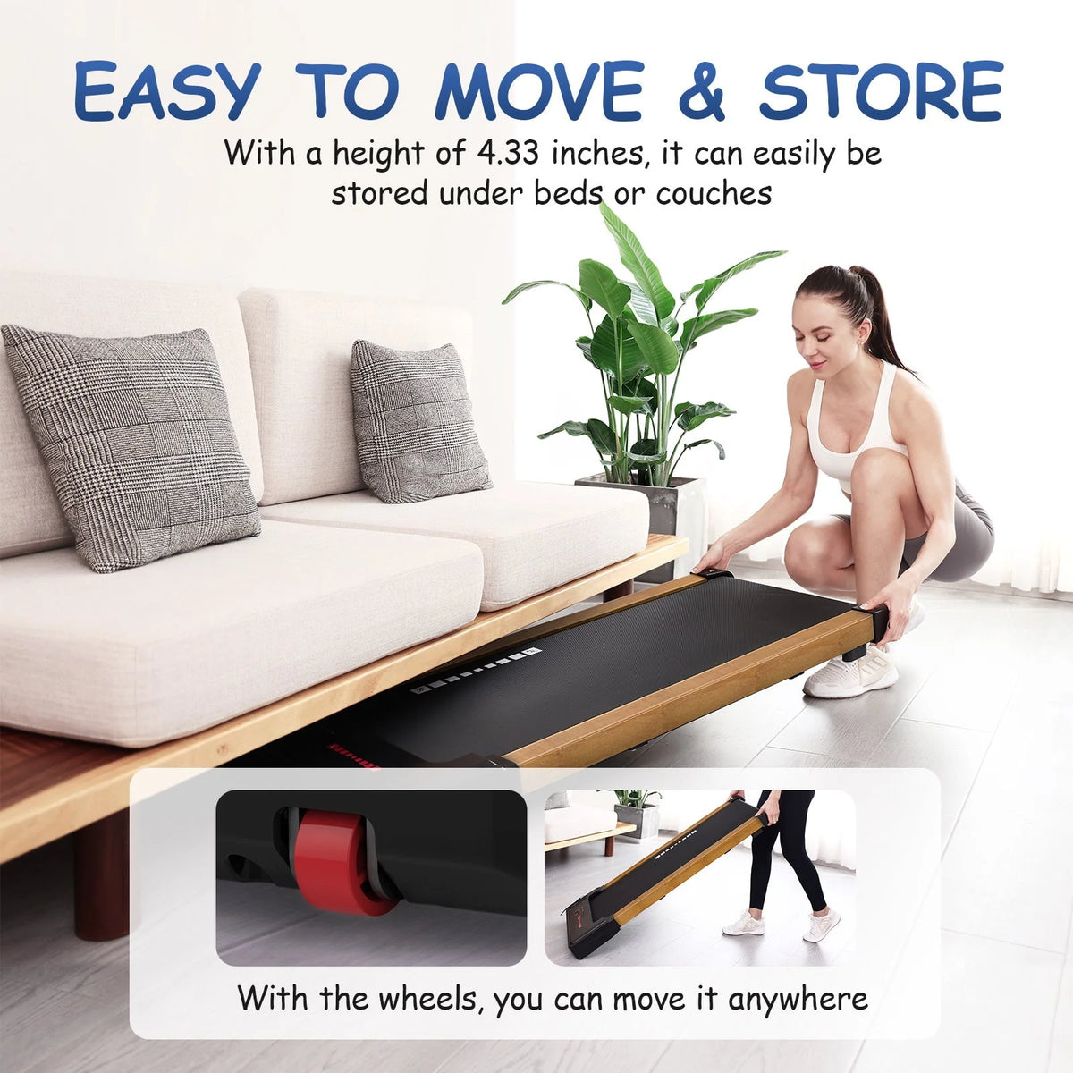 Walking Pad Treadmill 265 lbs Capacity with Remote Control D5935