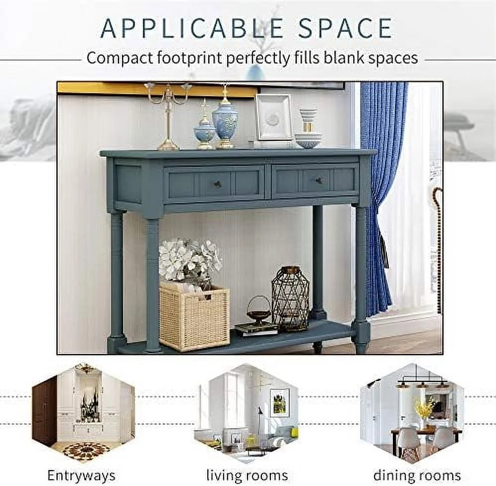 Narrow 2 Drawer Wood Console Table T8770