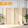 6 Panel Natural Wood Room Divider I98844