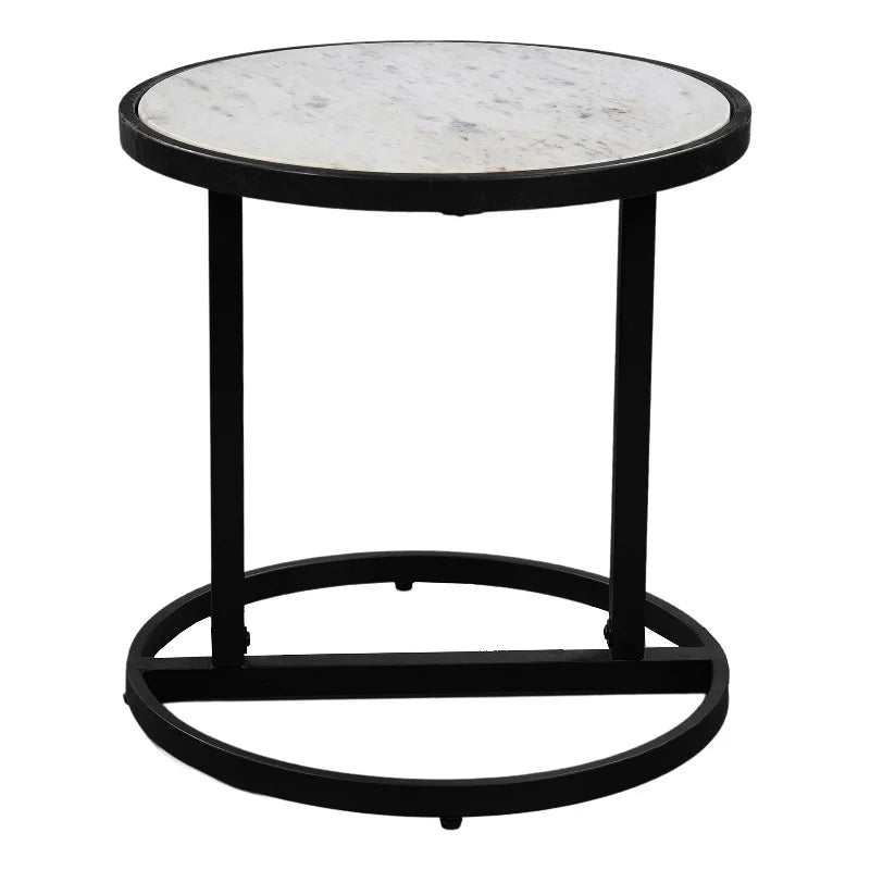 Round White Marble Top End Table L931