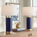 24 1/2" High Gold Textured Blue Ceramic Table Lamps Set of 2 M350854