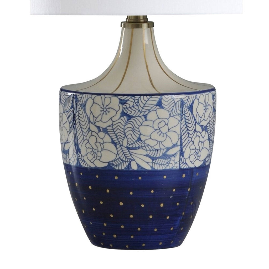Cream Blue Gold Table Lamp W831979