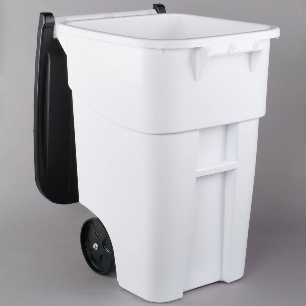 50 Gallon White Rollout Trash Container with Lid B29854