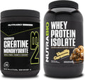 Unflavored Creatine Monohydrate and Vanilla Caramel Whey Protein Isolate Supplement Bundle A52039