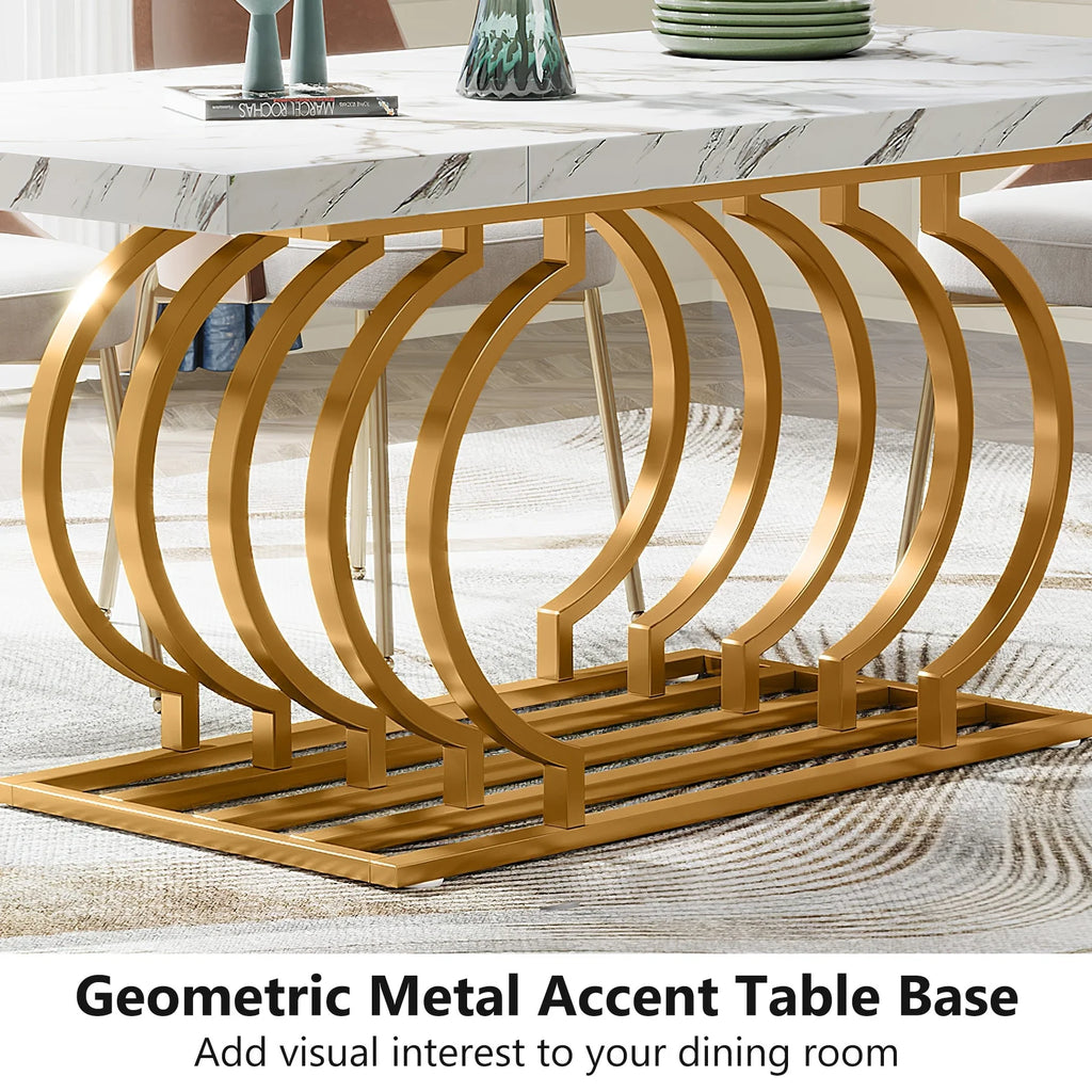 63" Faux Marble Wood Dining Table U974