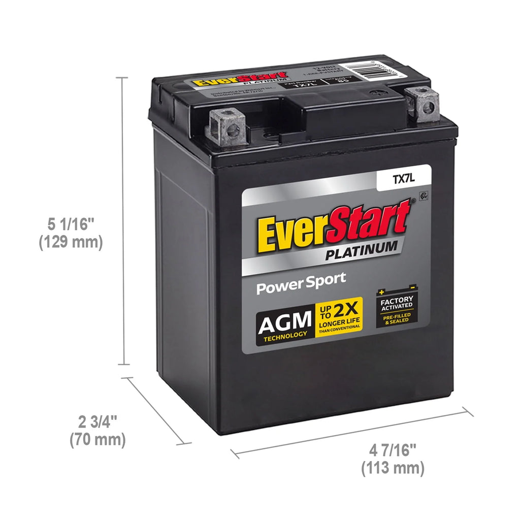 AGM Power Sport Battery Group Size TX7L 12 Volt 85 CCA H248160